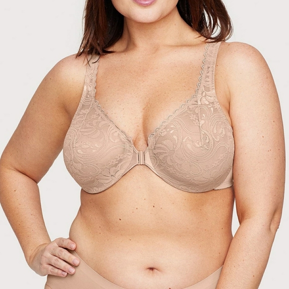 Glamorise WonderWire Front-Closure Stretch Lace Bra - Sz 36DD US/UK - Picture 1 of 11